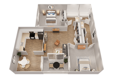 Floor plan for 2 beds, 2 baths, 1150 sqft